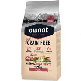 Натурална суха храна Ownat Adult Grain Free DUCK БЕЗ зърнени култури за пораснали кучета от всички породи, с патешко месо, ябълки и масло от сьомга 